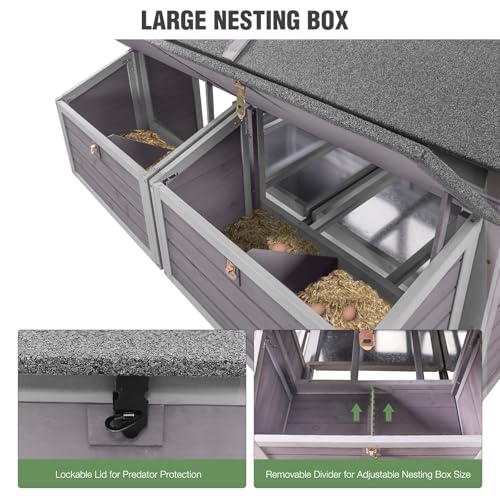 68.1" Extra Large Chicken Coop with Super Large Wheels, Mobile Hen House Poultry Cage with Strong Iron Frame, Outdoor Chicken House with 4 Nesting Boxes, 4 Perches for 6-8 Chickens