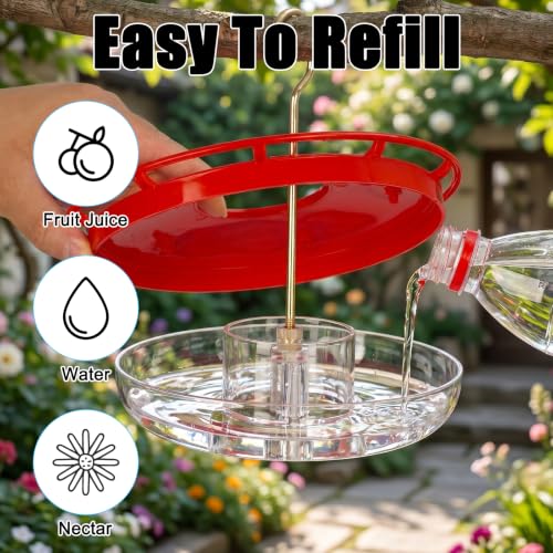 Hummingbird Feeders for Outdoors, 2 Pack 16oz Leak-Proof Dish-Style Nectar Feeder Built-in Ant Moat, 5 Feeding Ports, Wide Mouth Easy Clean, BPA-Free Garden Décor Gifts - size: 2 Pack