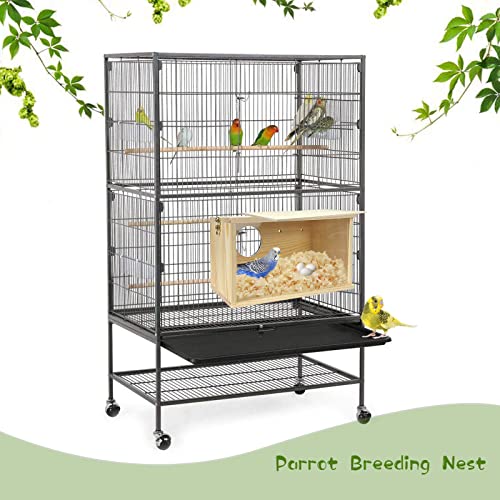 Parakeet Nesting Box Cockatiel Nesting Natural Pine Bird Nest Bird Breeding Box House Acrylic Transparent Bird Box with Detachable Wooden Board for Lovebirds Cockatiel Budgie Conure Parrot L - size: L(10.6*5.9*5.9inch)
