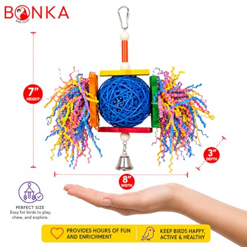 Bonka Bird Toys 1839 Foraging Star 7" High by 8" Wide, Medium Parrot Chew Shred Forage Cage Toy, Conure, Pionus, Quaker, and Similar Birds - size: Single