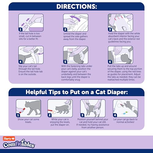 Hartz Comfitables Cat Diapers,Medium, 16 Count, Comfortable & Secure Fit, Easy to Put On - size: Medium