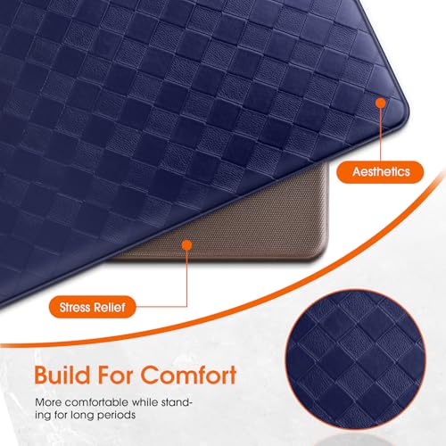 TranquilRelax 2-Piece Kitchen Mats, Cushioned Non-Slip Floor Mats, Blue | Kitchen mats for floor, water-resistant anti fatigue mats for kitchen floor,laundry & entryway, 17.3 x 30 and 17.3 x 59 in - color: Blue, size: 2-Piece | 30"+59" | Standard