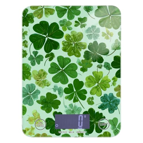 Food Scale Kitchen Scale Food Weight Scales Digital Weight Grams and Ounces Small Electronic Food Scale for Baking Cooking Green Nature St Patrick Clovers - color: Green Nature St Patrick Clovers