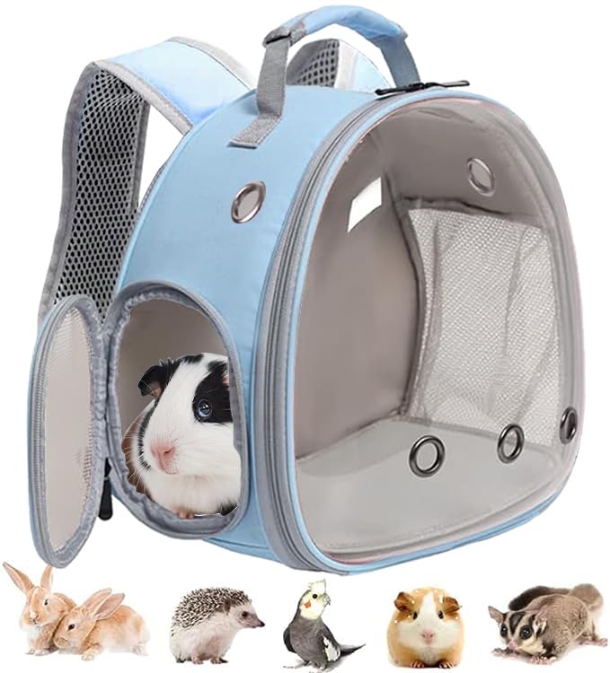 Guinea Pig Backpack, Space Capsule Bubble Window Small Animal Backpack for Guinea Pig, Bird Bunny Rabbit - color: Blue
