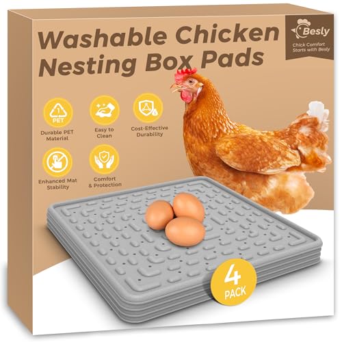 Washable & Reusable Nesting Pads for Chicken Coop - 4Pcs Chicken Nest Mats - Durable 12"x 12" Plastic Nest Box Pads for Egg Laying Hens (Soft, Easy Clean, Premium)