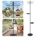 1 Set Upgraded 75.9" Shepherds Hook for Bird Feeder, Hanging Plant Wind Chime Stand, Metal Adjustable Standing Pole Holder for Indoor Outdoor, with 2 Rack & Weight Bag (Retro 2 Hooks) - style: Retro 2 Hooks