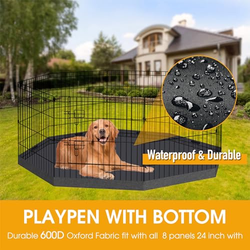 Artmalle Dog Playpen Bottom Pad, 8-Panel 24-Inch Octagonal, Washable | Fits most 8-panel, 24-inch-wide octagonal dog pens; raised edges help contain hair, dirt and light spills. Cover only. - style: Bottom pad cover Black