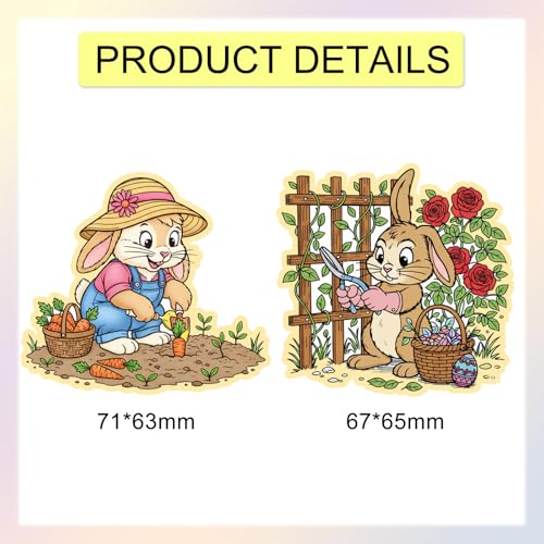GLOBLELAND Cartoon Gardener Bunny Clear Stamps and Metal Die Cuts Spring Easter Rabbit Transparent Stamp Cute Animals Cutting Dies for Card Making Embossing Scrapbooking - style: Gardener Bunny