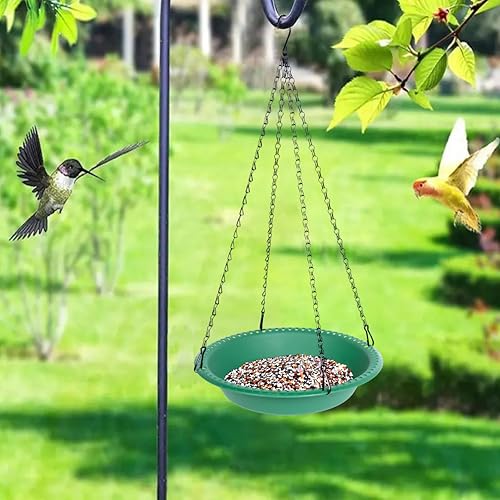 Hanging Bird Feeder Tray with Drainage Holes for Outside, Bird Seed Catcher Tray, Feeding Station (14 inch, Green) - color: Green, size: 14 inch