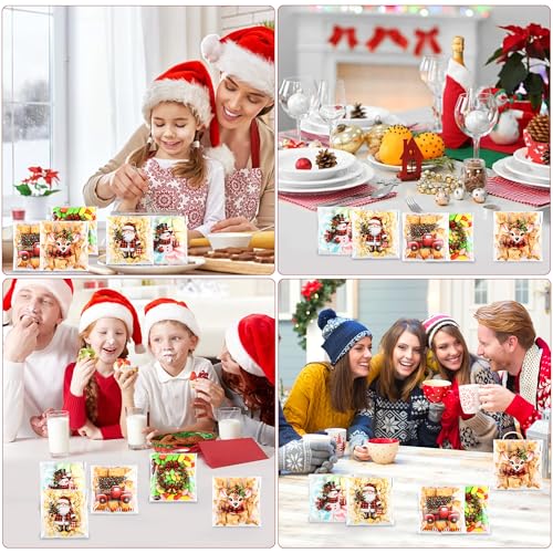 Self-Sealing Christmas Cellophane Cookie Bags - 4x4 Inch 100 PCS Plastic Self-Adhesive Xmas Santa Goodie Candy Treat Gifts Bags Bulk Pouches for Holiday Winter Party Favors Gift Wrapping, 5 Style - color: Christmas 100pcs
