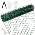 Floral Chicken Wire for Arrangements, Green Mesh Garden Netting | 15.7 x 157 inch w/Zip Ties Plier and Gloves, PVC Coated Rustproof, Poultry Fencing, DIY Crafts, Chicken Coop Rabbit Enclosure - size: 15.7 x 157 inch