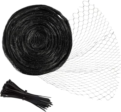 Unves Bird Netting, 13 x 33 Ft Heavy Duty Fruit Tree Netting for Garden | Bird Net for Seedlings Plants Vegetables Fencing Protection from Birds and Animals, with 50 Pcs Cable Ties - color: Black, size: 13 x 33 Ft