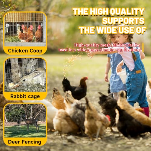 Welded Wire Fence 4Ft x 50Ft 15Ga Chicken Wire Fencing Garden | Border Fencing Roll Metal Wire Mesh for Yard Vegetable Plant Protection Poultry Netting