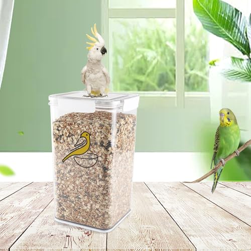Bird Seed Storage Container-Airtight Bird Food Container 6L Pet Food Storage Containers with Birds Seed Scoop-Wild Birds Seed Dispenser-for PetBirds Parakeets Finches Foods - size: 6L