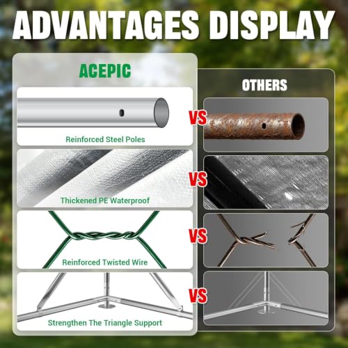 ACEPIC 10x13x6.5ft Metal Chicken Coop with Roosting Perch & Security Lock | Walk-in Poultry Cage with Waterproof & UV Resistant PE Top, Predator-Proof Hen Run - size: 118.11"L x 157.48"W x 78.74"H