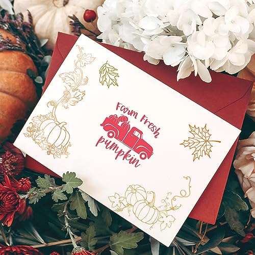 Whaline 5 Sheet Fall Thanksgiving Clear Stamps Autumn Leaves Pumpkin Gnome Silicone Transparent Stamps Happy Fall Border Stamp Cards for DIY Craft Card Making Scrapbooking Embossing Album Decor - style: Fall Thanksgiving