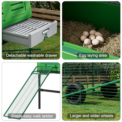 Durable Tall Plastic Large Chicken Coop with Run Outdoor - Easy Assembly Ajustable Portable Chicken House with Insulated Besting Boxes, Waterproof Cover, Clean Drawer, Mobile Wheels (Extend) - size: Extend