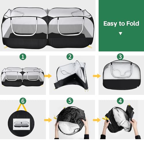 Jhua Pet Playpen for Small Animals, Large Portable Chicken Run 73"x37"x25" with Detachable Bottom and Cover, Foldable Chicken Coop Indoor Outdoor Pet Pen for Chicken Duck Puppy Cat Rabbit