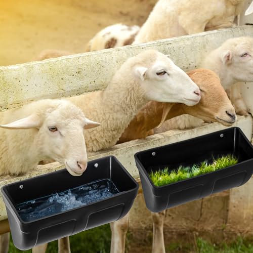3 Pack Hanging Chicken Feeder Waterer Trough 4 Quart, Goat Feeding Supplies, Coop Fence Feeder, Feed Bucket & Water Container with Clips for Chicken Duck Piglet Sheeple Dog Livestock Poultry (Black)