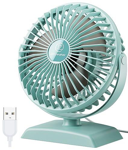 JZCreater USB Desk Fan, USB Fan Mini, 360 Rotation Desktop Fan with 3 Speed, Table Personal Cooling Fan, Quiet Mini Desk Fan, USB Powered, Small Fan for Home Office Bedroom Car Travel,Green - color: 282-Green