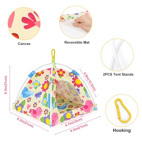 Bird Tent Bed for Parakeets, Cozy Cage Accessories for Small Birds | Dual-sided mat, washable fleece, hanging design, fits budgies lovebirds finches parrotlets, all-season use, easy install