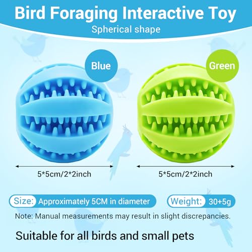 2 Pcs Parrot Feeder Chew Toy Balls, Bird Foraging Interactive Toys, Suitable for Small Animals and All Birds,Parakeet,Parrots,Lovebirds,Macaws,Hamsters,Guinea Pigs
