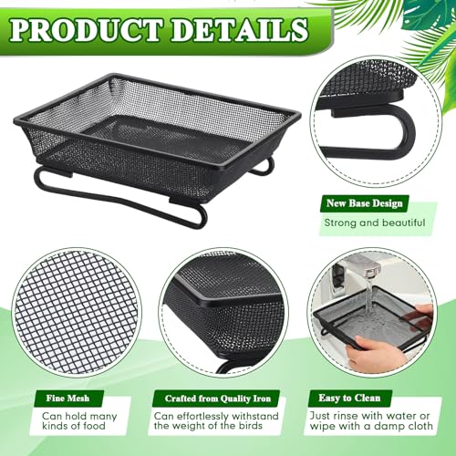 Nuogo 4 Pcs Ground Bird Feeder Tray 7 Inches Platform Bird Feeder for Outside Metal Squirrel Feeders Rust Resistant Mesh Seed Tray Garden Yard Decoration for Outdoor Wild Dove(Square) - style: Square
