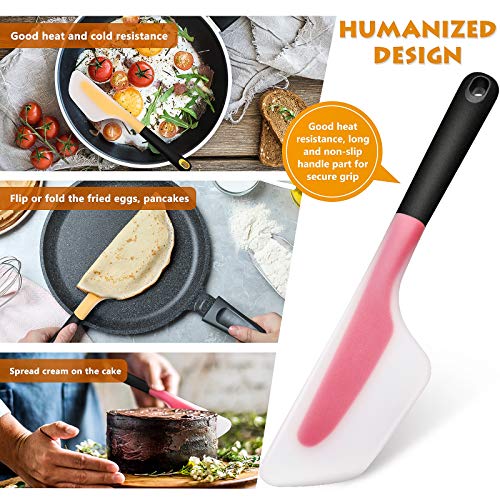 Patelai 2 Pack Silicone Omelette Spatula Turner, Red Yellow | Flexible Egg Flip Tool for Non-stick Pans, Nylon Core Silicone Material, Heat Resistant, Flip Fold Omelets Pancakes Crepes