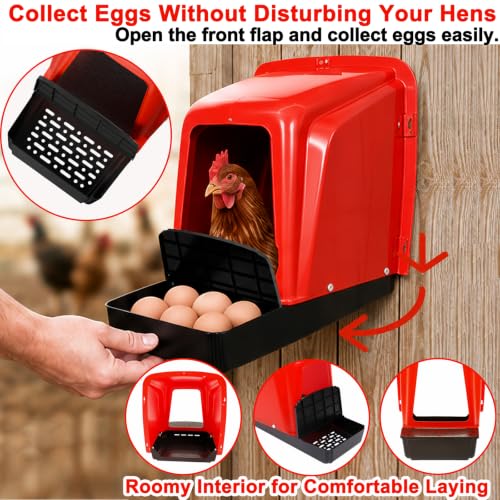 Chicken Nesting Boxes Chicken Laying Boxes with Egg Roll Out Nesting Boxes for Chickens Coop Nest Box Large, Easy to Install, Waterproof and Durable (Red, 6 Pack) - color: Red, size: 6 Pack