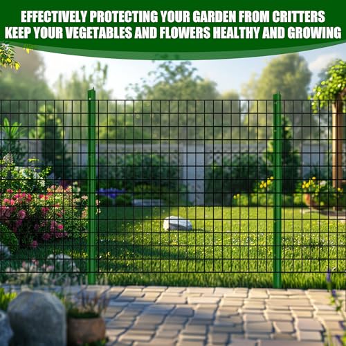 PVC Coated Welded Wire Fence 48" x 25' Roll, 2"x3" Mesh,15GA, Black | Vinyl Coated Mesh, Garden Border, Vegetable Plant Protector, Pet & Dog Enclosure, Chicken Coop Fencing, Plant Protection - size: 48in*25ft