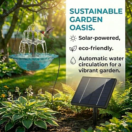 2026 Solar Cascade Hanging Bird Bath Fountain, Solar Powered Waterfall Birdbath with 3-Tier Bowl, Outdoor Hanging Water Fountain for Garden Patio Backyard Decoration, Blue (Multi-Spray Modes)