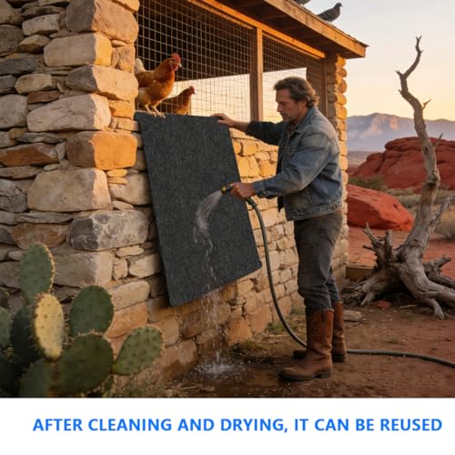 Chicken Coop Mat，Under Chicken House Mat——Absorbent Mat，Backing Prevents Liquid and Chicken Manure Penetration,Soft Material, Non-Slip Backing，Washable,Keeps Chicken House Floors Clean (8 FT x 6 FT) - size: 8 FT x 6 FT