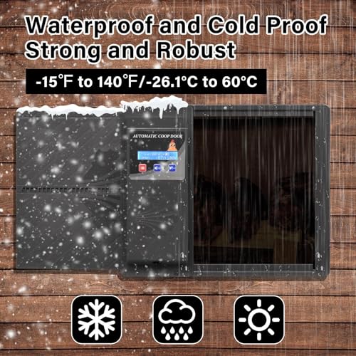Automatic Chicken Coop Door with Timer, Side Opening Large Entry for Chickens, Battery Operated Or USB Powered, Anti-Pinch Sensor, LCD Display, Easy Installation Poultry Door - color: Black