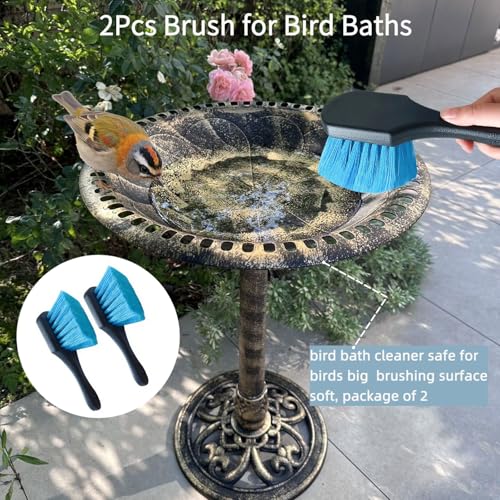 2 Pcs Bird Bath Brushes，Bathtub Cleaning Brush，Hummingbird Feeder Cleaning Brushes，Fountain Cleaner Safe for Birds and Cage，Concrete Bird Baths for Outdoors (Soft Brush with Big Brushing Surface) - style: Soft Brush