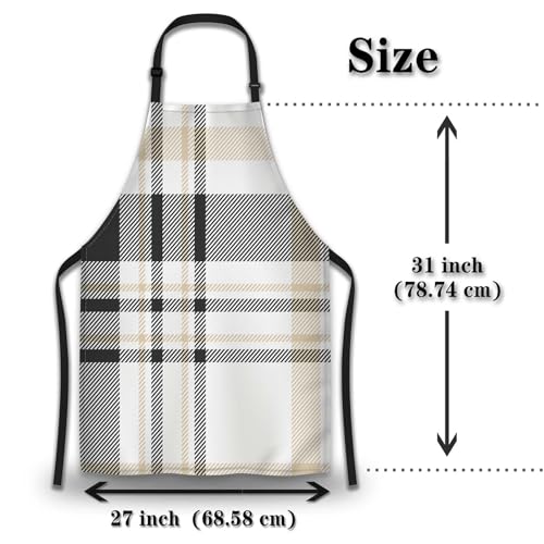 Makeup Apron for Women Plaid Texture Funny Aprons for Men for Kitchen Cooking Restaurant BBQ Painting Crafting Gardening 27” (W) x 31” (H), Waterproof Apron - color: Plaid Texture