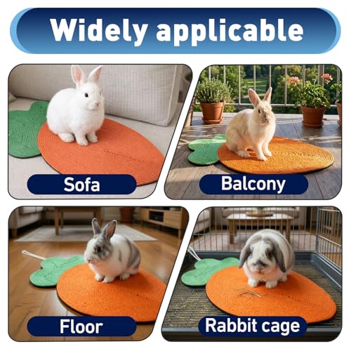 Rabbit Scratching Pad - Carrots, Natural Sisal Rabbit Pad for Claw and Teeth Care, Chewing, Sleeping and Nesting, Bunny Scratch Mat for Most Small Animals - Indoor & Cage