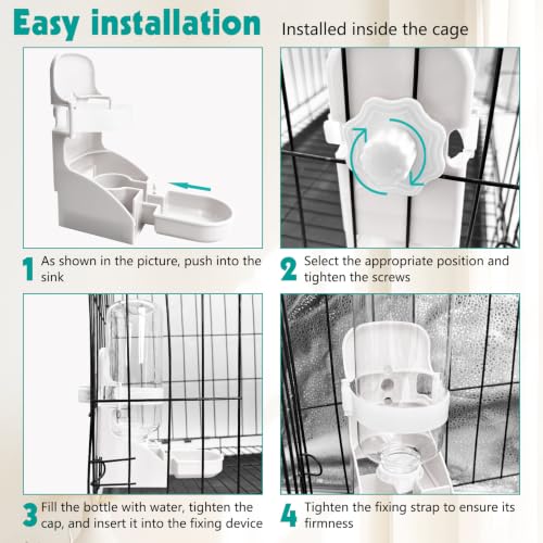 kathson Rabbit Water Bottle, 17oz Hanging Water Fountain Automatic Dispenser No Leak WaterFeeder for Bunny Chinchilla Guinea Pig Hedgehog Ferret - size: 1PCS Water Dispenser, White