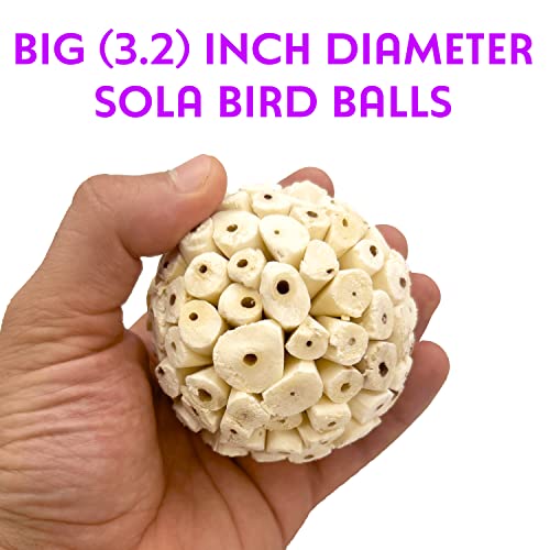 5100 Pk2 Big Sola Balls - Handmade Large Sized sola Wood Bird Foot Toys, Lightweight, Easy to Shred for Beaks and feet, Conditions While Pets chew, Excellent for med to Large Size Birds, Breaks Apart - color: Big Sola Balls, size: Pack 2