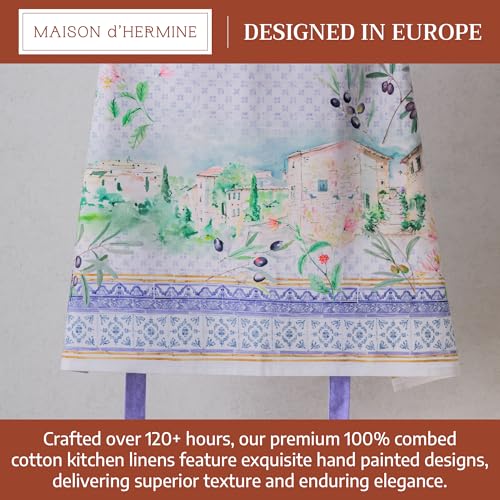 Maison d' Hermine Aprons for women with Pocket 100% Cotton (27.50"x31.50") | Adjustable Neck Strap & long ties Apron Men Chef Wedding Cooking Gardening Server Maid - color: 045 - Luberon
