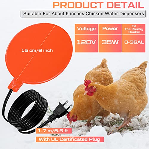 Hortsun Chicken Water Heater Base 120v 35w Pad for Metal Stock Tank,Orange - color: Orange