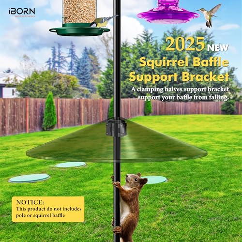 iBorn Squirrel Baffle Support Bracket, Squirrel Baffle Accessory Buckle Stopper for Bird Feeder Pole, Pack of 2