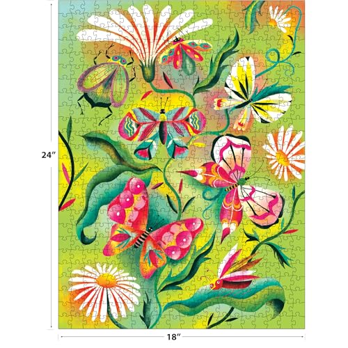 RoseArt - Birds, Butterflies & Blooms 500 Piece Double-Sided Jigsaw Puzzle – Matte & Glossy Sides– Nature Puzzle for Adults – 2-in-1 Puzzle with Poster