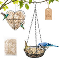 2 Pack Handmade Alpaca Fiber Bird Nesting Heart & Hanging Metal Mesh Bird Feeder Tray Kit - Outdoor Wild Bird Feeding & Nesting Kit for Garden, Patio, Backyard, Hummingbirds & Cardinals