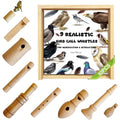 ZDH 9-Piece Wooden Bird Call Set – Handcrafted Bird-Call in Glass Wooden Box for Birdwatchers, Nature Lovers, Outdoor Exploration & Education All - size: Glass lid-5.9*5.9*3.9inch