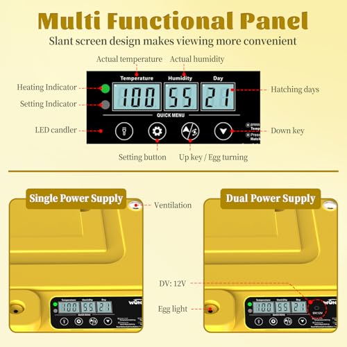 Egg Incubator Incubators for Hatching Eggs 128 Chicken Egg Incubator with Automatic Egg Turning and Humidity Display, Temperature Control Incubation Day Counter - size: 128 eggs
