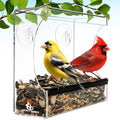 Clear Window Bird Feeder for Outdoors, Bird Houses with Strong Suction Cups | Premium bird feeder for window, cardinal bird feeder, drain holes & large seed capacity - style: Square Feeder