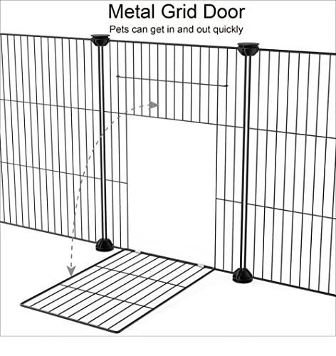Pet Playpen, Small Animal Cage DIY Wire Fence with Door 15 Panels, Black | Portable Yard Fence for Indoor or Outdoor, for Small Animal, Puppies, Kitties, Bunny, Guinea Pigs, Turtle - style: Black