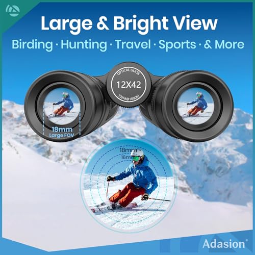 12x42 Binoculars for Adults High Powered with Phone Adapter & Tripod | Super Bright BAK4 Prism, Waterproof, for Bird Watching Cruise Travel Safari Hunting Hiking Sports - color: Black