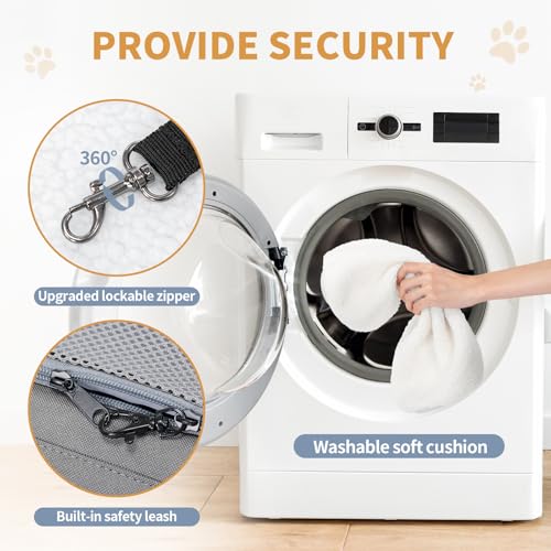 ‌Petsfit Airline Approved Pet Carrier for Small Dogs & Cats, 19x9x12 TSA Approved Carrier, with Removable Dual-Sided Padding (2-Way Placement) - Fits Under Most Airplane Seats, Escape Proof (Grey) - color: Grey, size: 19.0"L x 9.0"W x 12.0"H