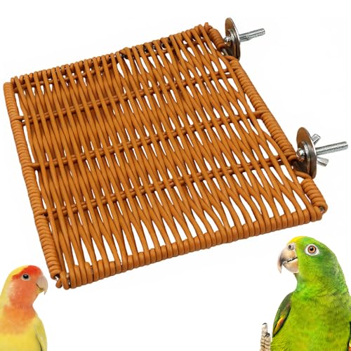 Title: Bird Perch Platform Small Animals Perch Stand Rectangle Breathable Cage Accessory for Cockatiel Parrot (Brown)
